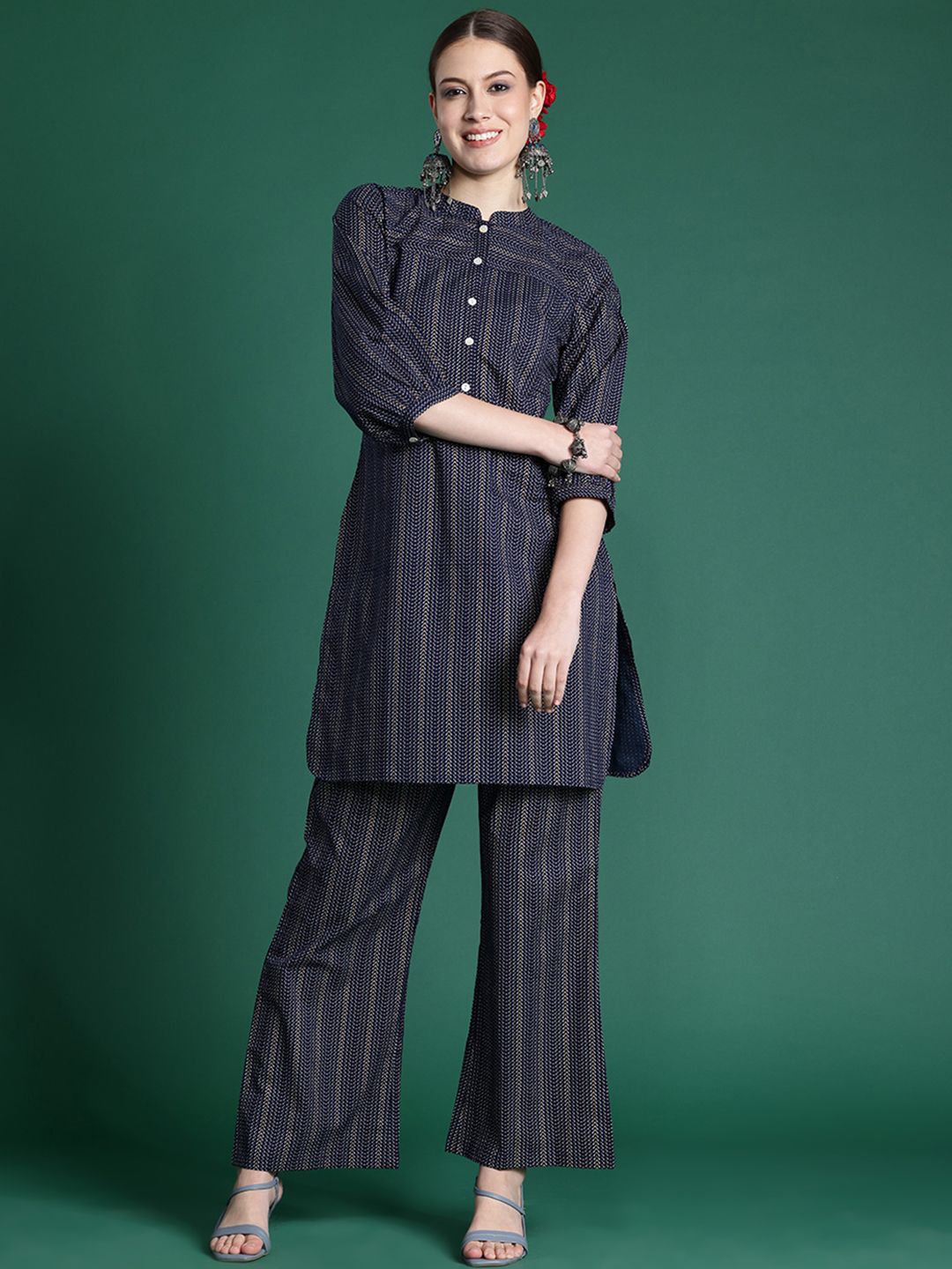 Dhiyona IE Printed Regular Pure Cotton Kurta with Palazzos
