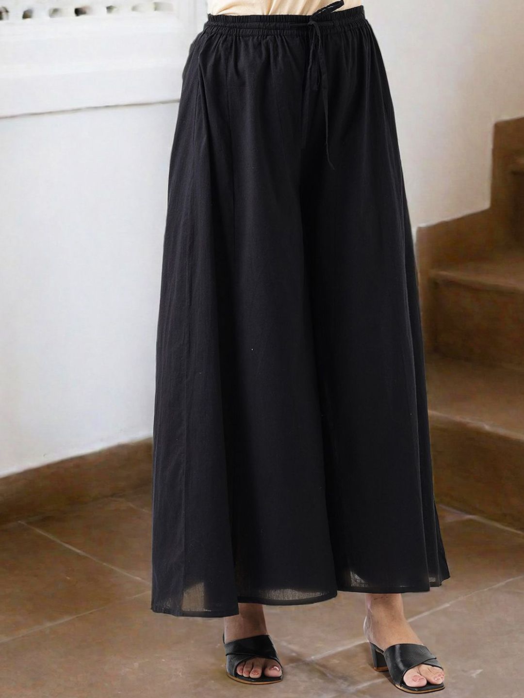 Dhiyona IS Women's Ethnic Motifs Embroidered Pure Cotton A-Line Kurta With Palazzo & Dupatta