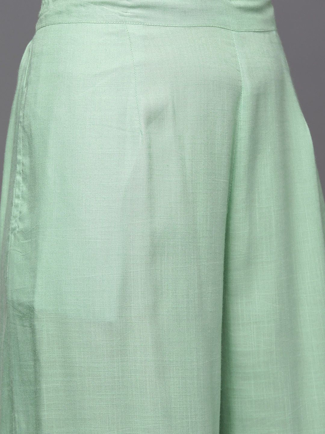 Dhiyona VA Women's Green Solid Gotta Patti Detail Empire Kurta with Palazzos & With Dupatta