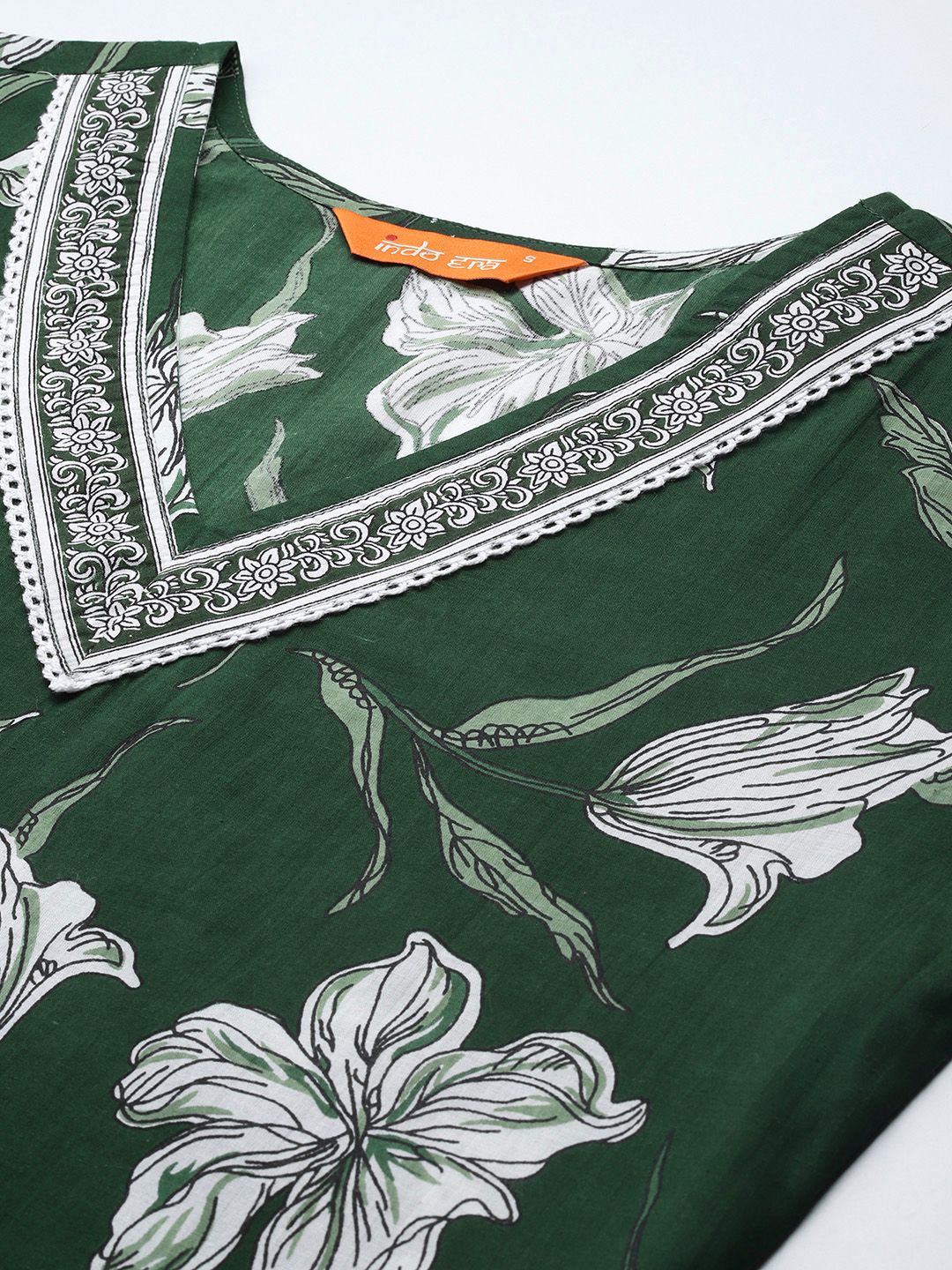 Dhiyona IE Floral Printed Regular Pure Cotton Kurta with Trousers & Dupatta