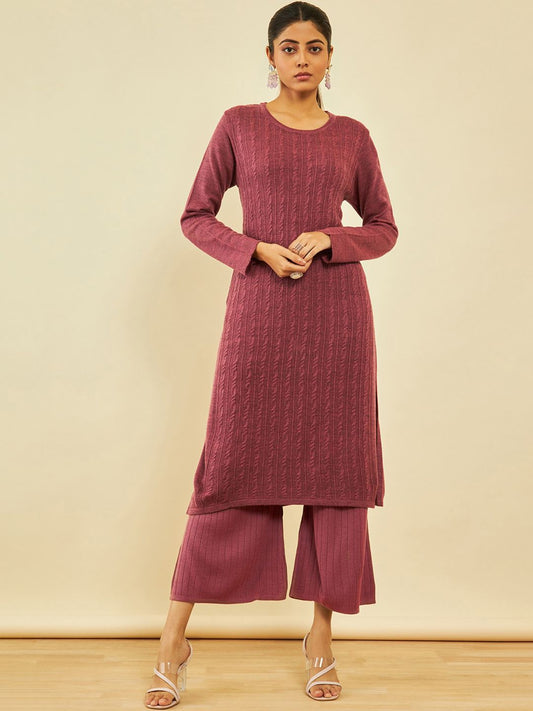 Dhiyona SO Women's Self Design Acrylic Straight Kurta with Palazzo