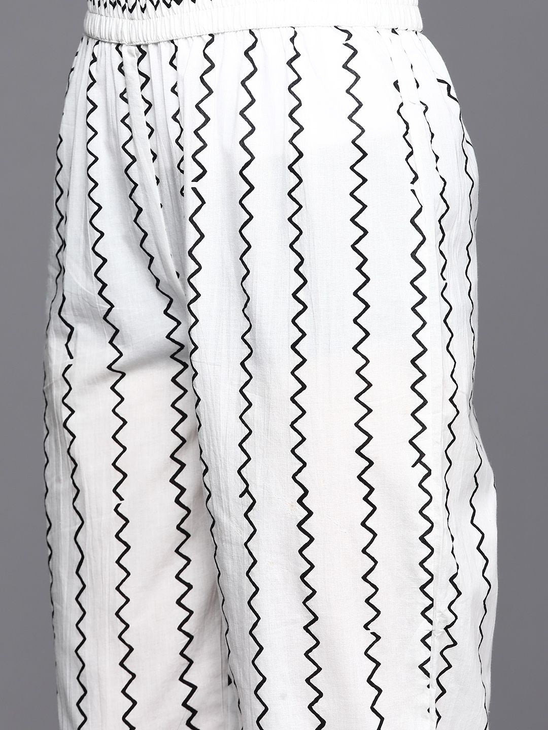 Dhiyona VA Women's Black Ethnic Motifs Printed Pure Cotton Kurta with Trousers & Dupatta