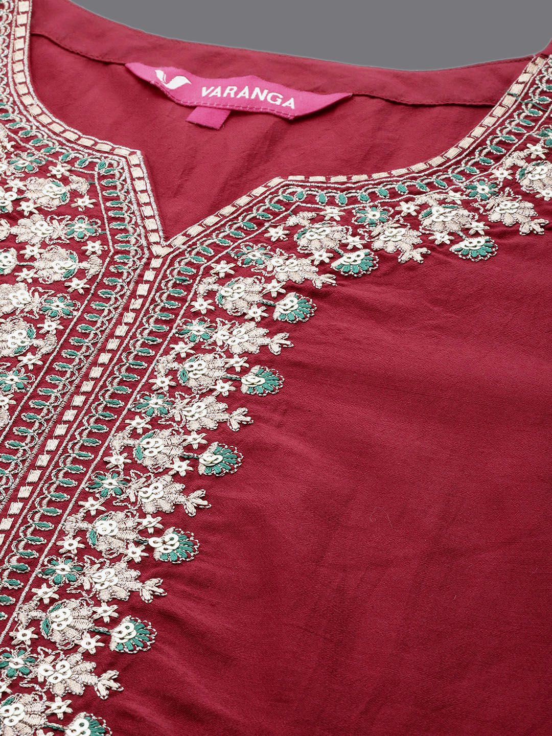 Dhiyona VA Women'sFloral Embroidered Regular Kurta with Trousers & Dupatta