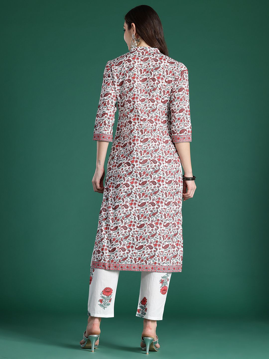 Paisley Printed Pure Cotton Kurta with Trousers