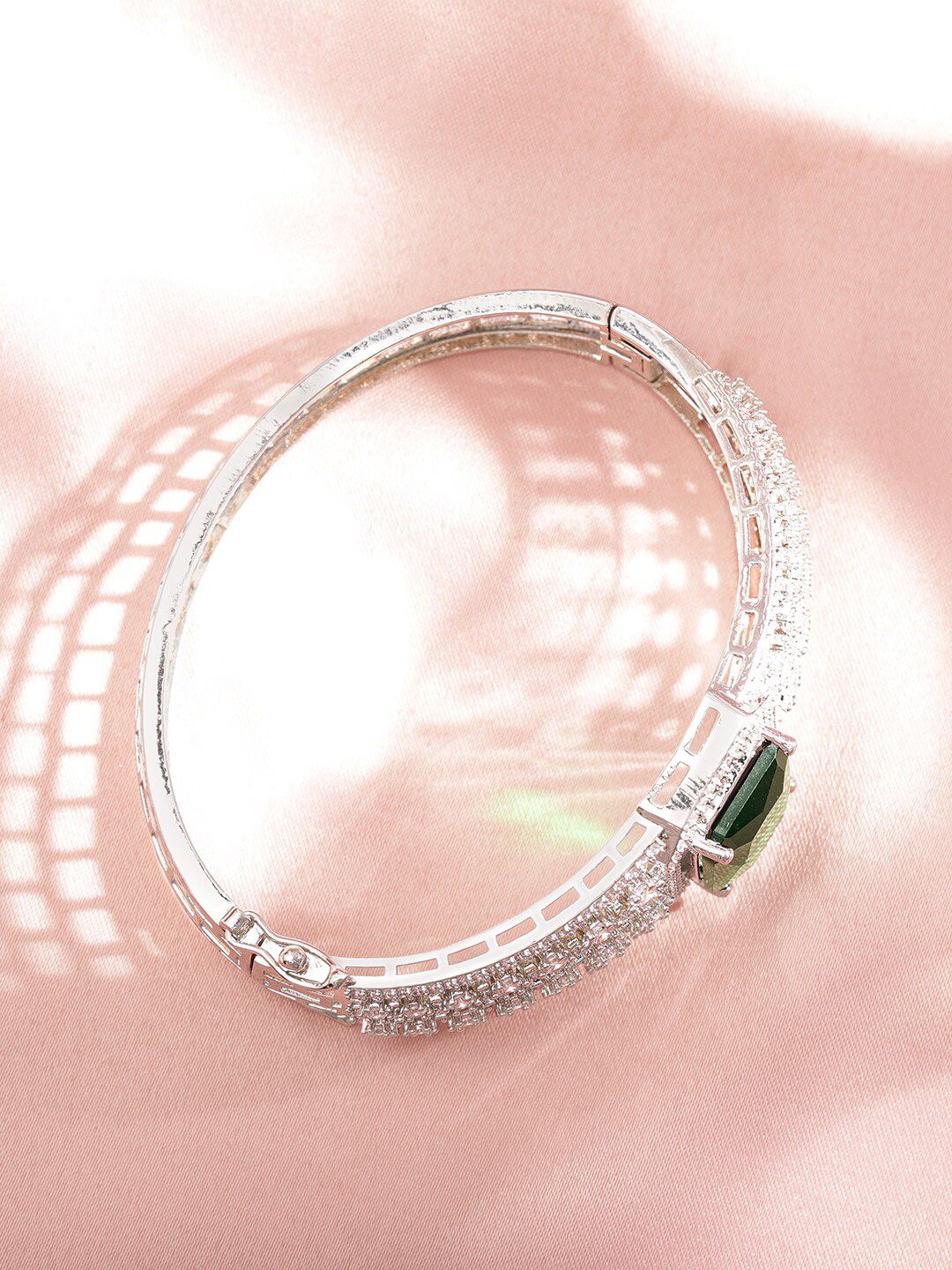 Dhiyona RJ Women's Cubic Zirconia Rhodium-Plated Kada Bracelet