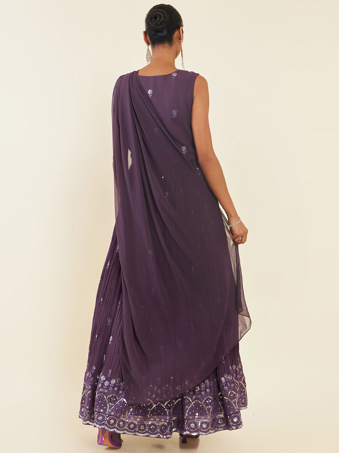 Dhiyona SO Women's Floral Embroidered Anarkali Kurta With Trousers & With Dupatta
