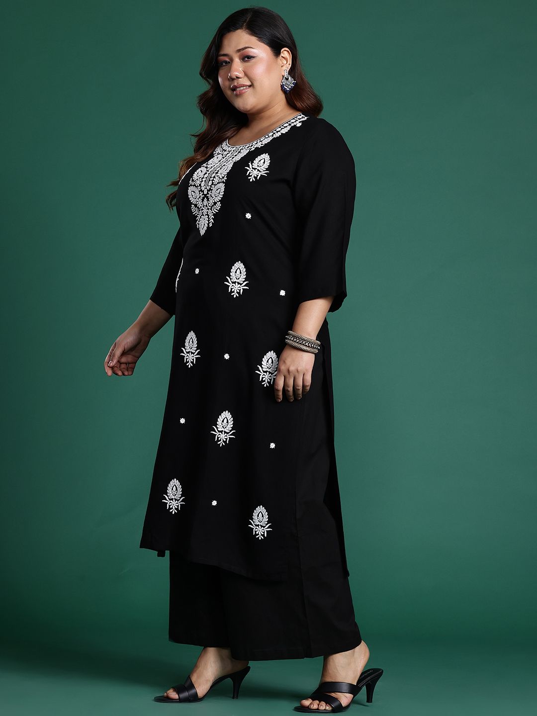Dhiyona IE Plus Size Ethnic Motifs Embroidered Sequinned Kurta