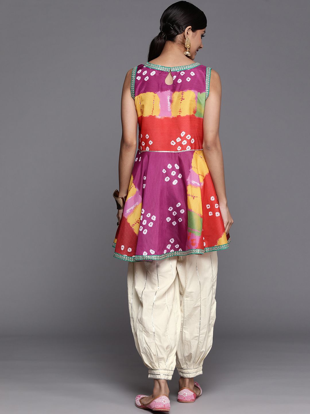 Dhiyona VA Women's Multicoloured Bandhani Printed Kurta with Salwar