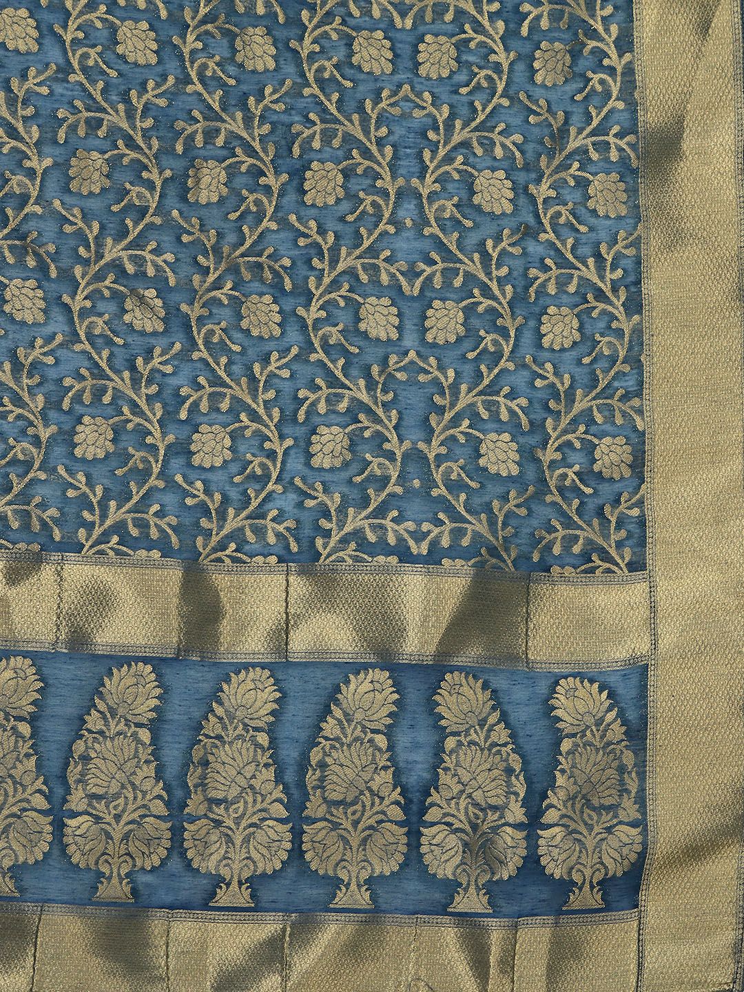 Dhiyona VA Women's Blue Ethnic Motifs Embroidered Kurta with Trousers & Dupatta