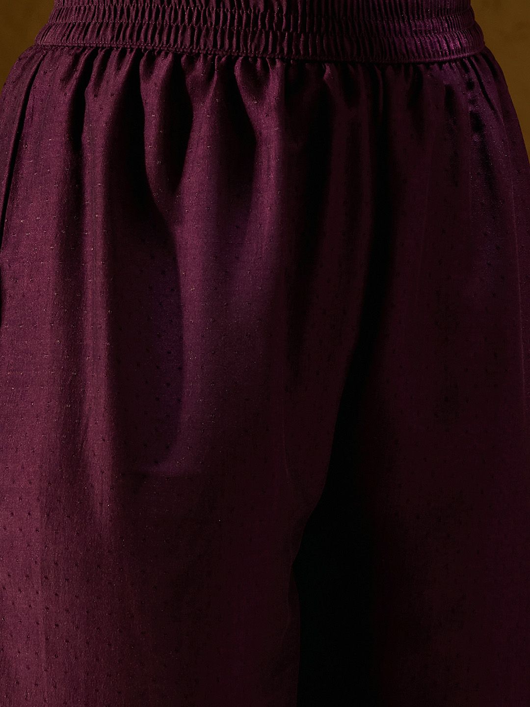 Dhiyona IE Burgundy Floral Embroidered Sequinned Dobby Weave Kurta with Trousers & Dupatta