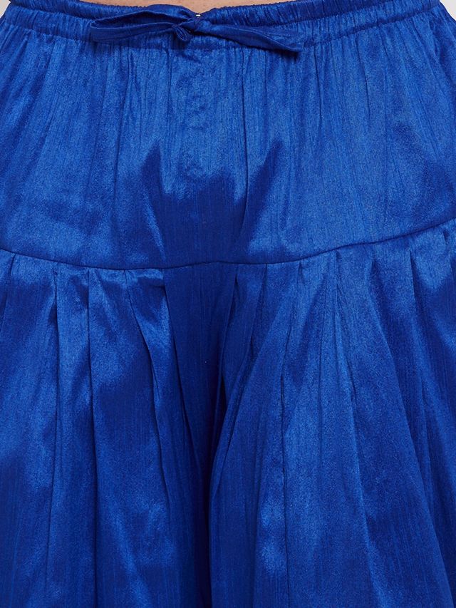 Men's Blue Silk Blend Regular Dhoti