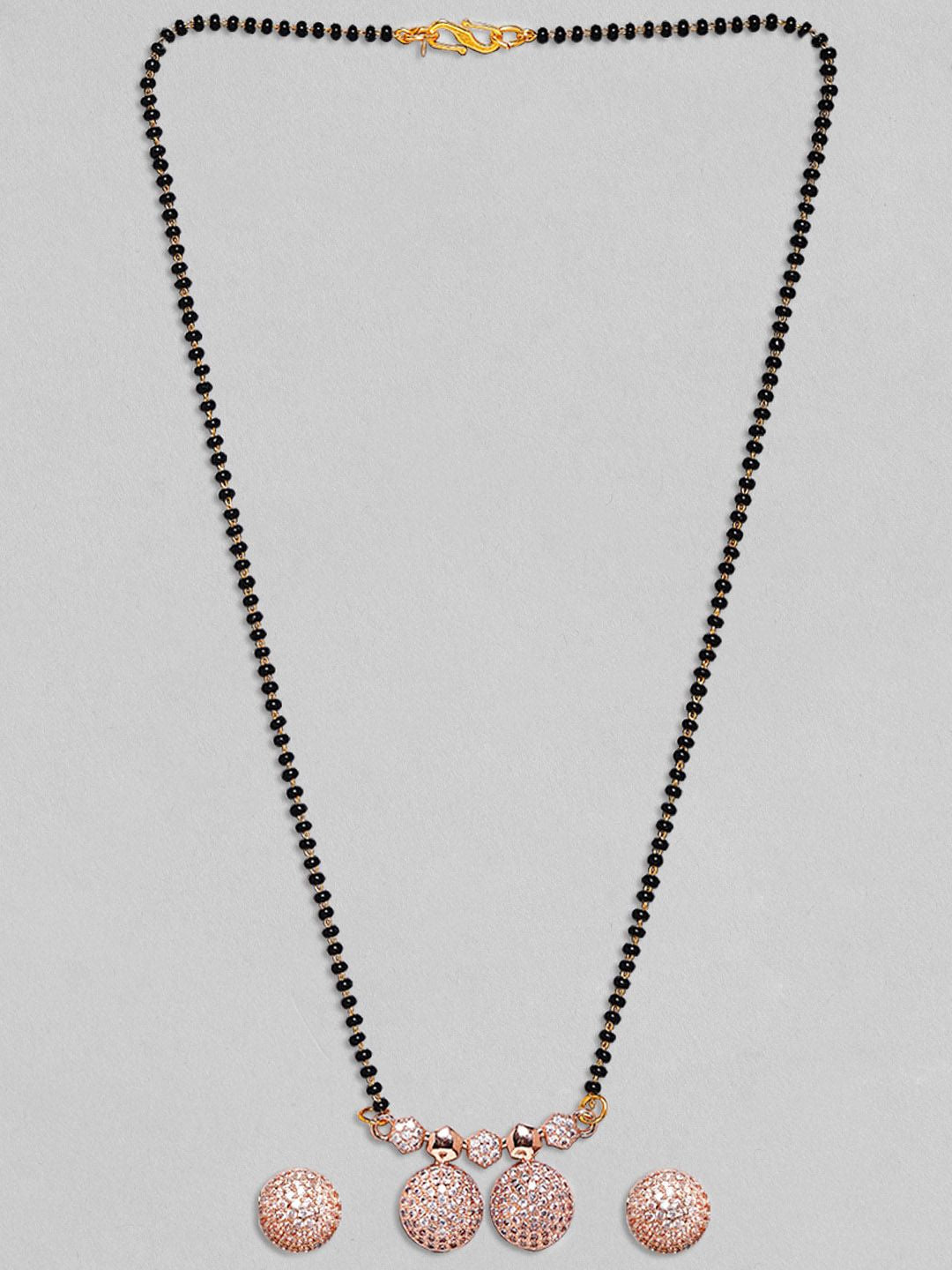 Dhiyona RJ Women's 24K Gold-Plated Stone-Studded & Beaded Mangalsutra With Earrings
