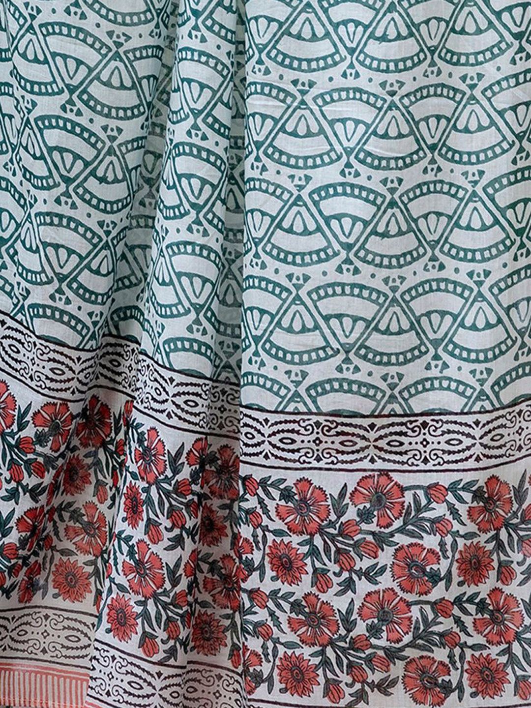 Dhiyona IE Floral Printed V-Neck Pure Cotton Straight Kurta With Palazzo And Dupatta