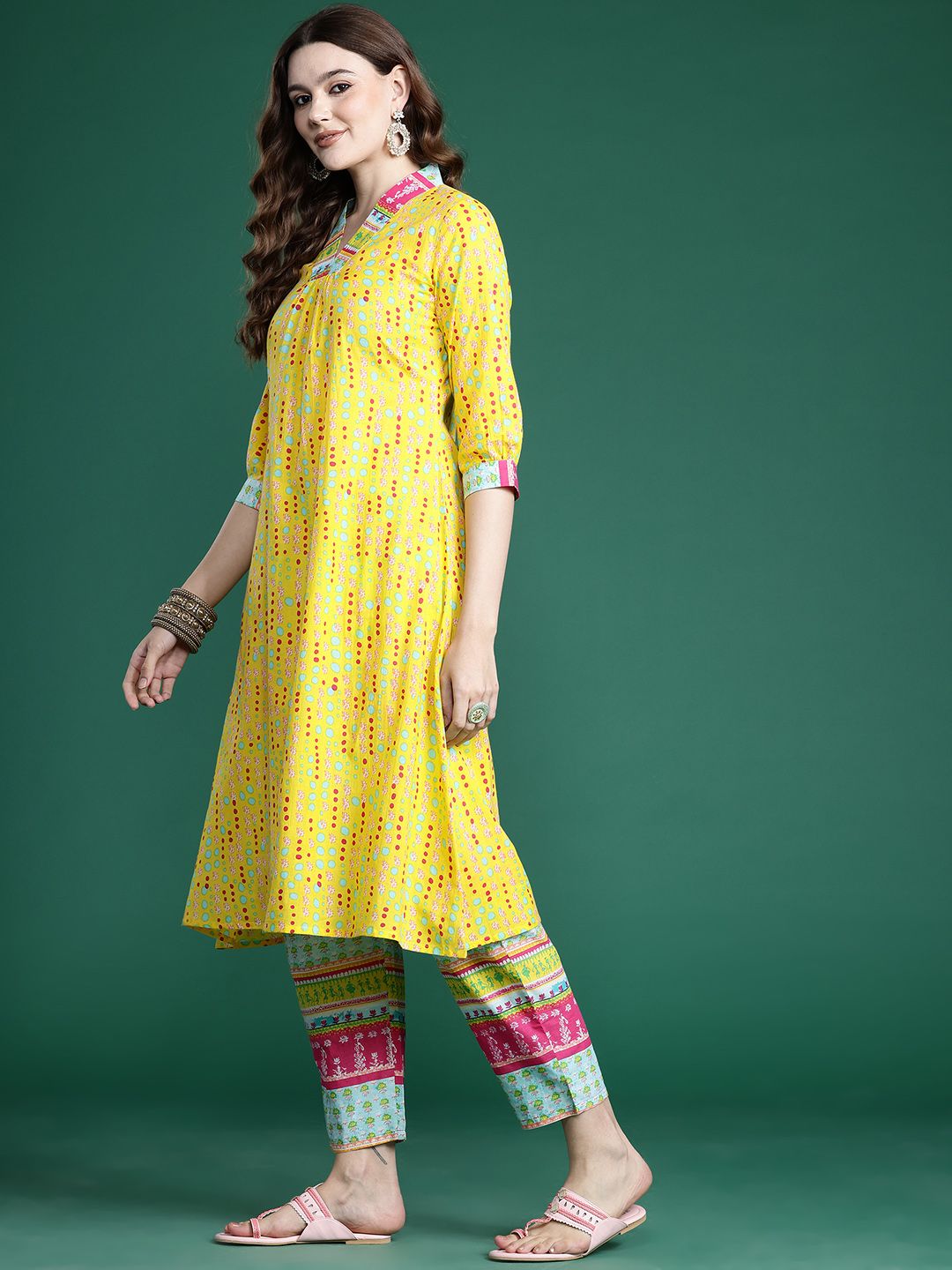 Dhiyona IE Printed Pure Cotton Kurta with Trousers