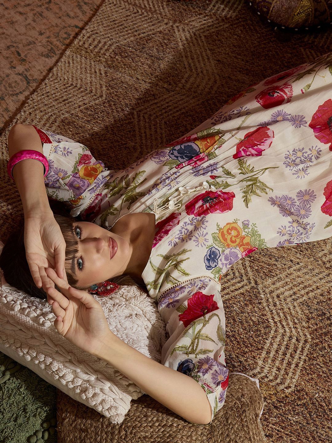 Women Floral Printed Regular Pure Cotton Kurta with Trousers