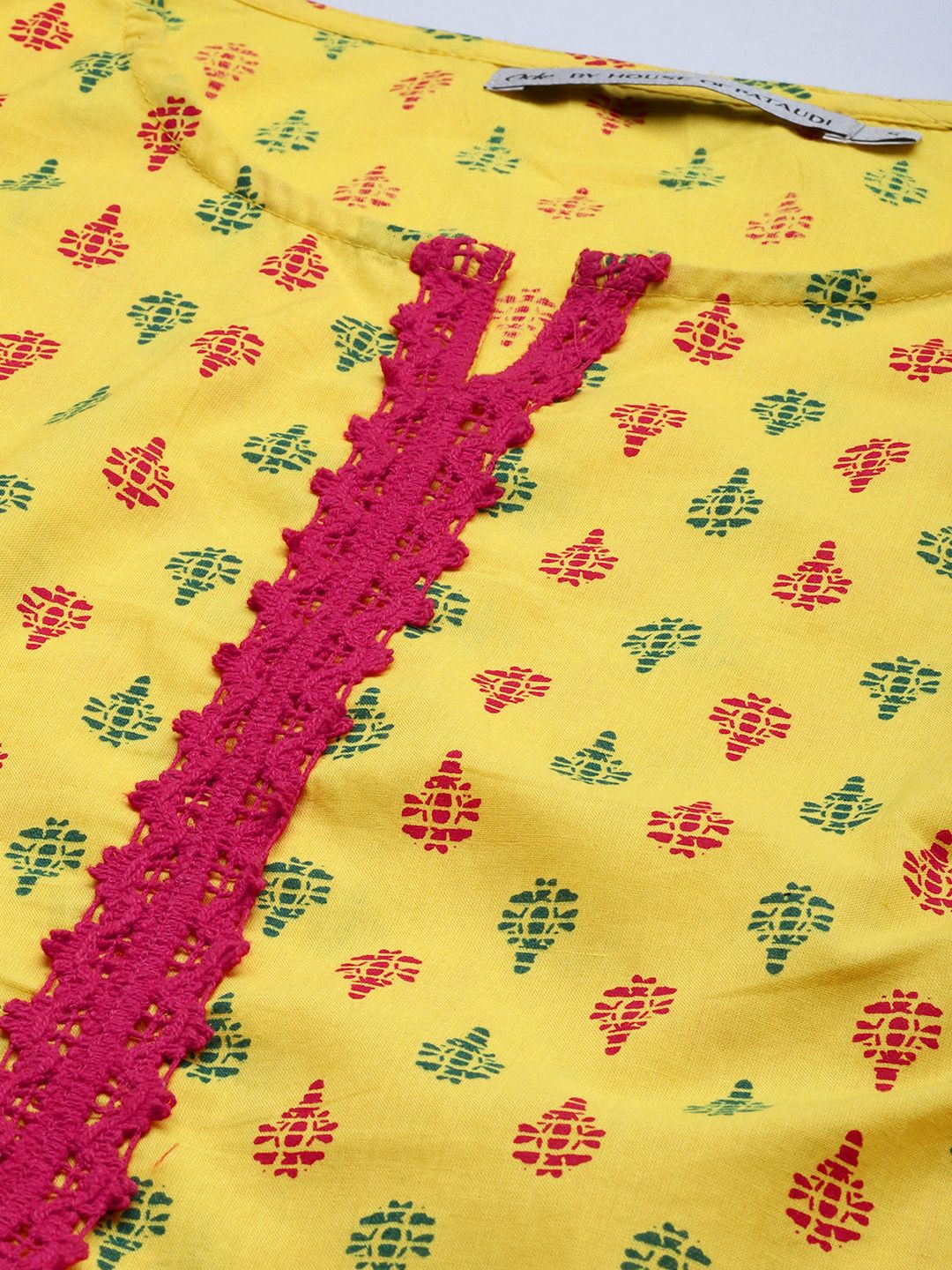 Dhiyona OD Women Yellow Ethnic Motifs Printed Rozana Straight Kurta