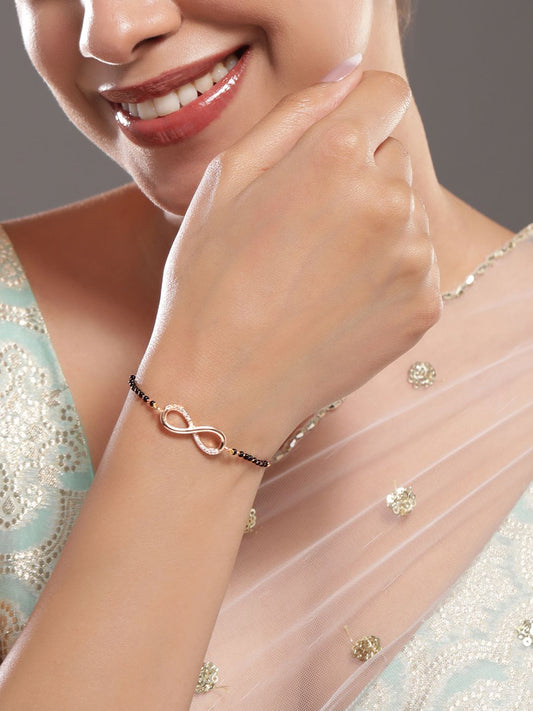 Dhiyona RJ Women's 18K Rose Gold-Plated Infinity CubicZirconia Studded Adjustable Mangalsutra Bracelet