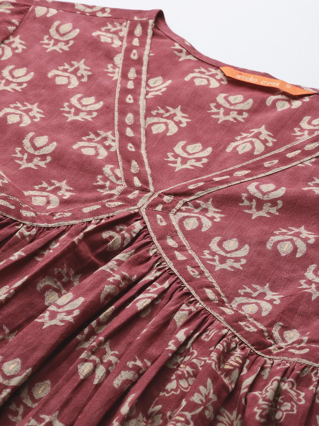 Dhiyona IE Floral Printed Empire Pure Cotton Kurta with Trousers & With Dupatta
