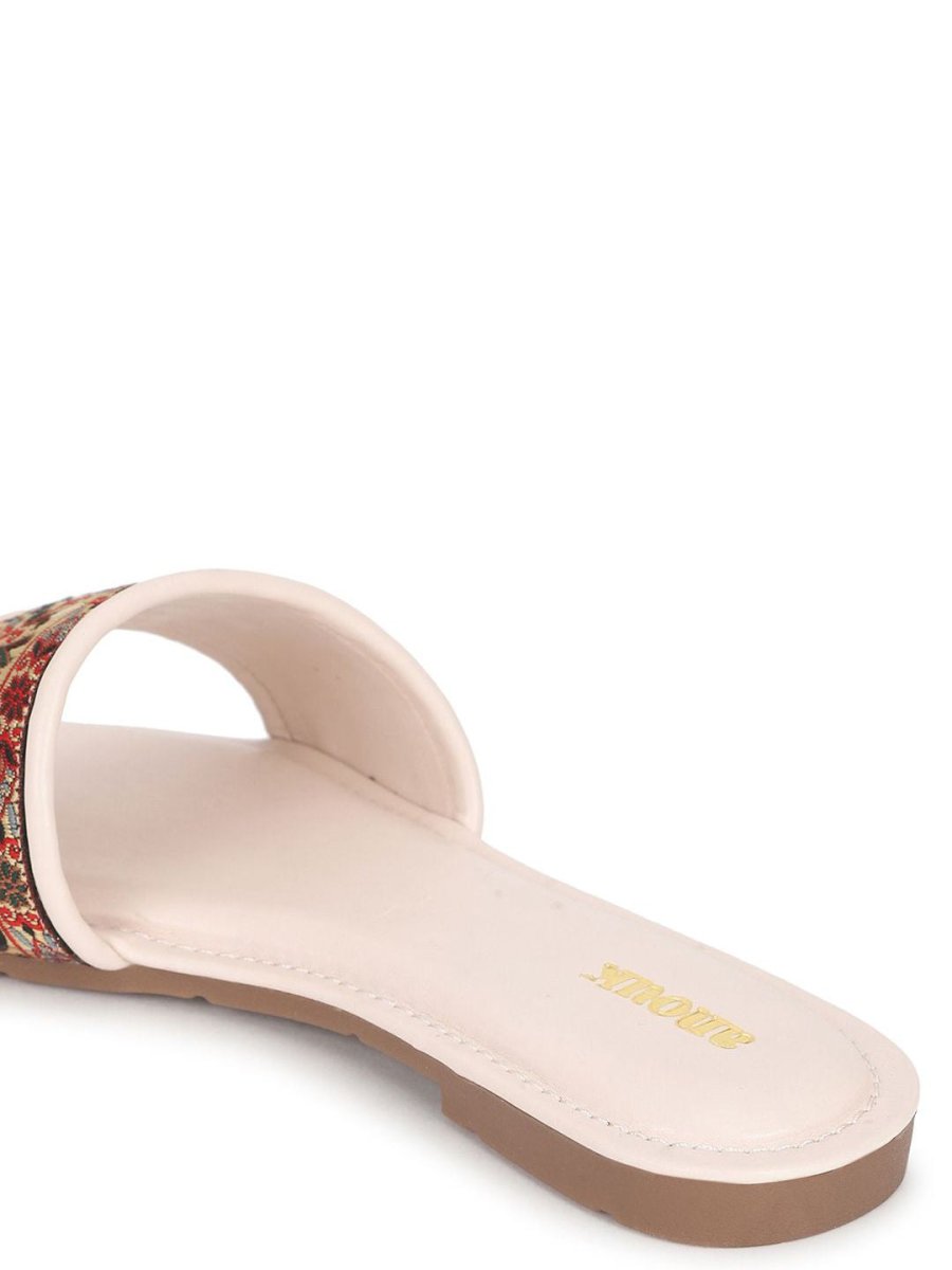 Dhiyona AK Women Woven Design Embroidered Open Toe Flats