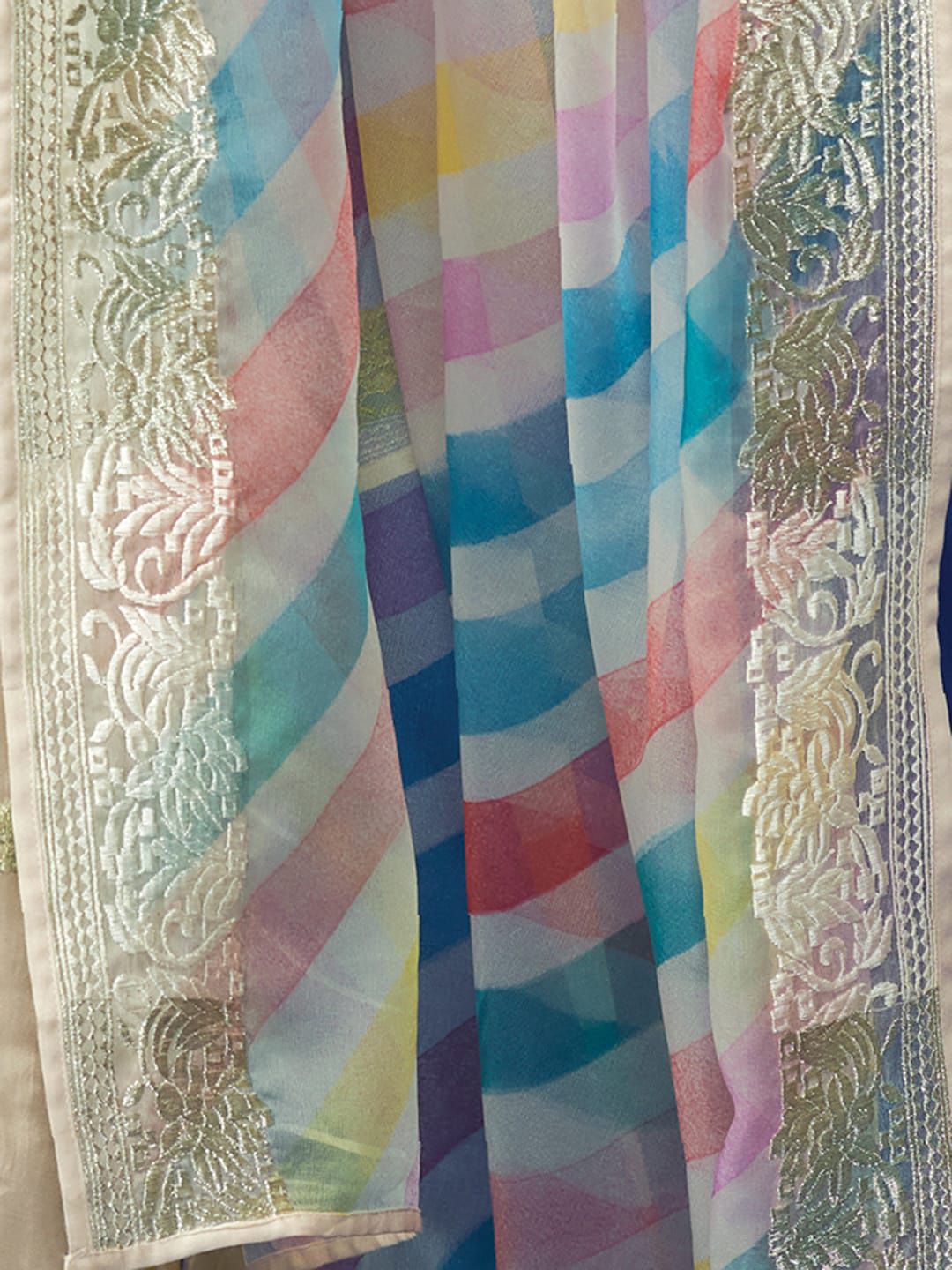 Dhiyona IE Ethnic Motifs Embroidered Thread Work Pure Cotton Kurta with Trousers & Dupatta