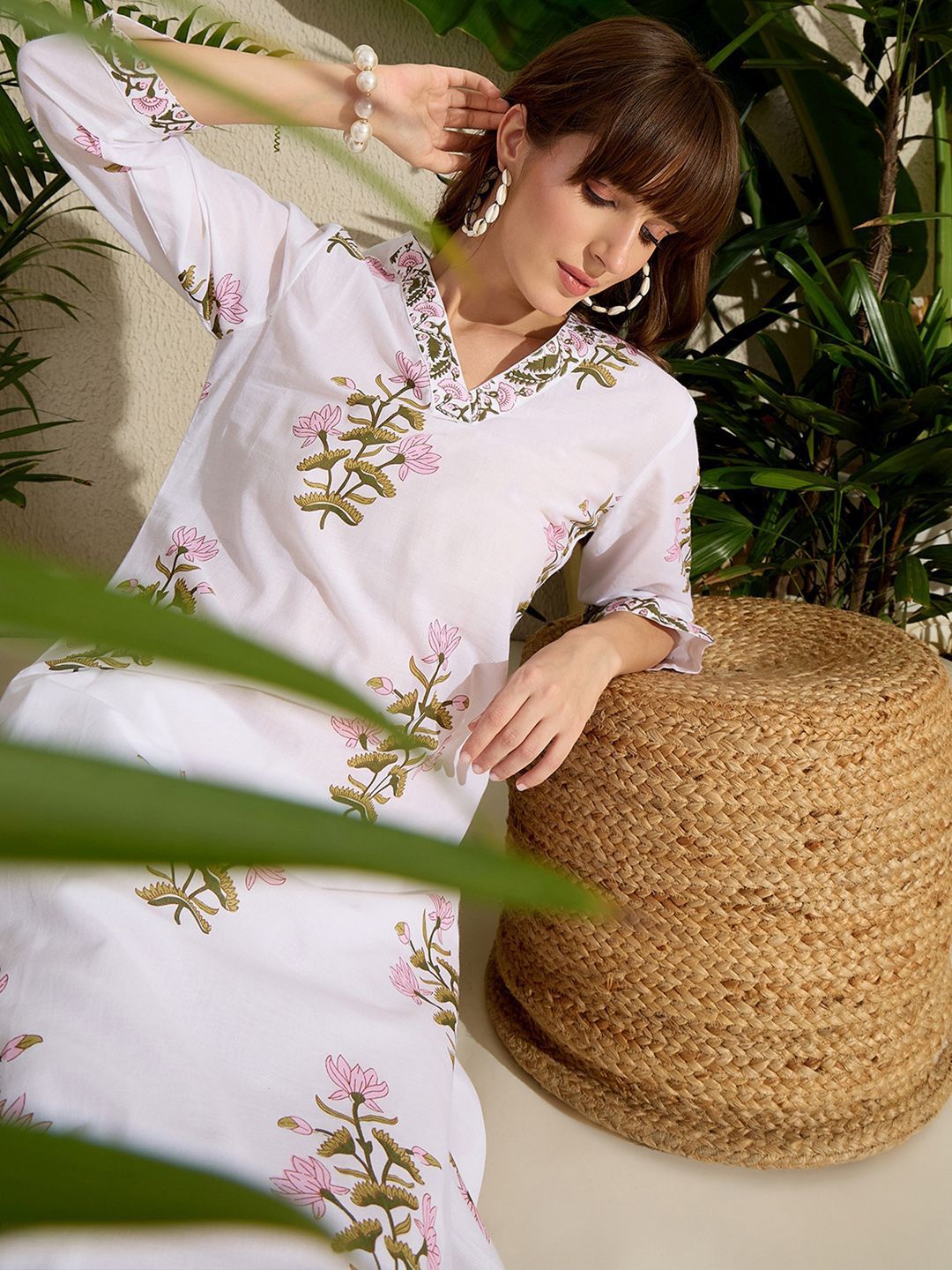 Dhiyona IE Women Printed A-Line Kurta With Pants Co-Ords