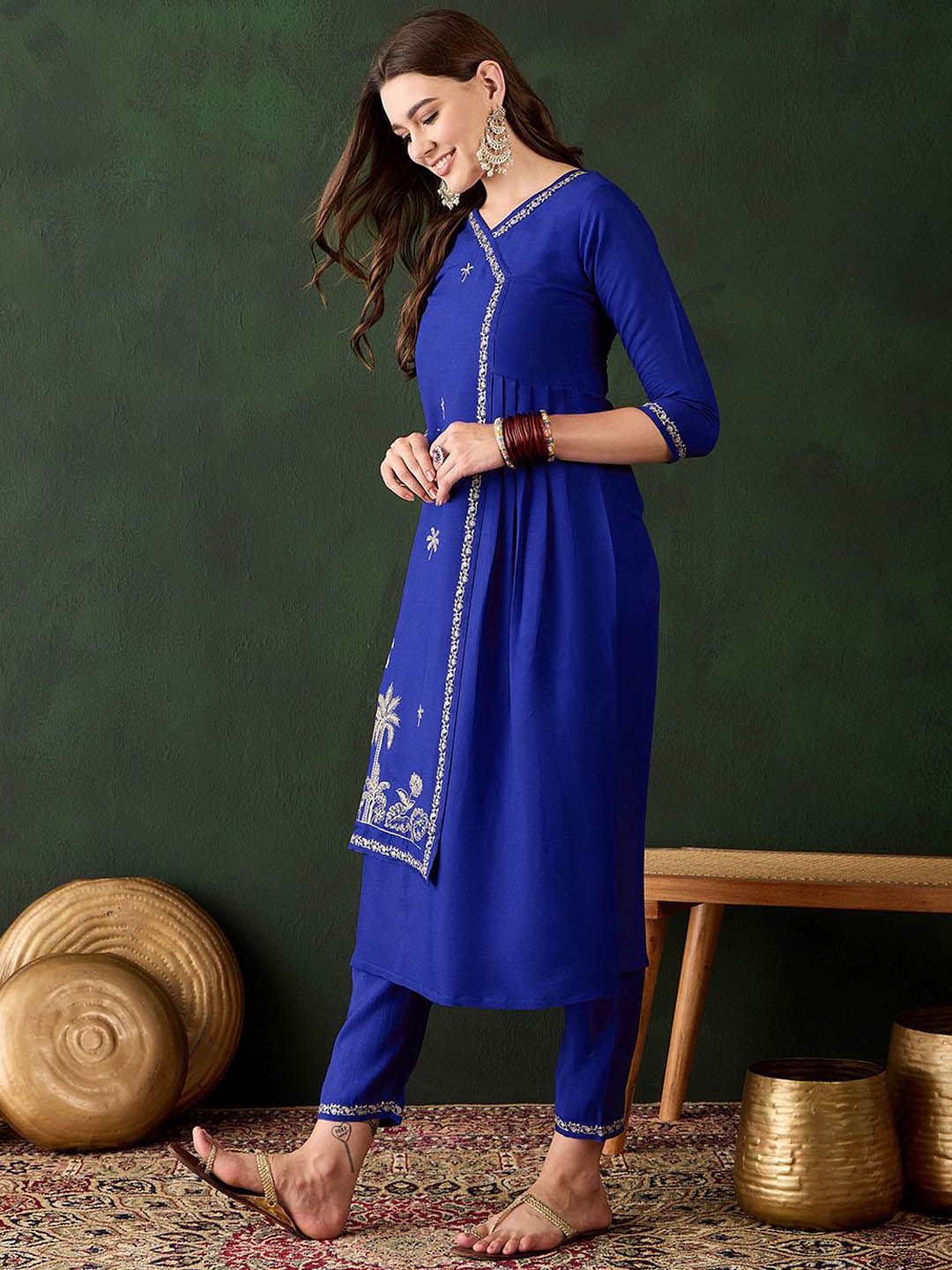 Dhiyona SN Women's Embroidered A-Line Kurta & Trouser Set