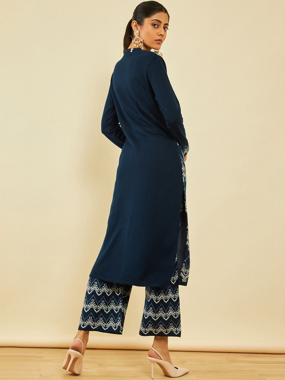 Dhiyona SO Women's Ethnic Motifs Printed Straight Acrylic Kurta With Palazzos
