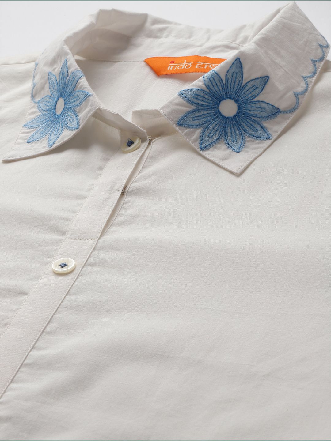 Dhiyona IE Embroidered Pure Cotton Shirt Collar Tunic With Trousers Co-Ords