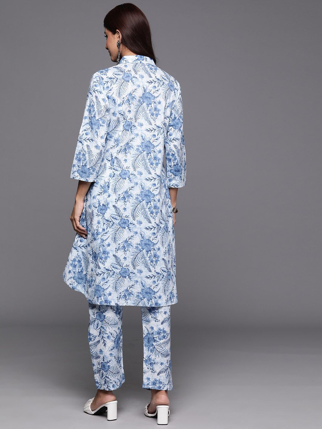 Dhiyona VA Women's Floral Printed A-Line Kurta with Trousers