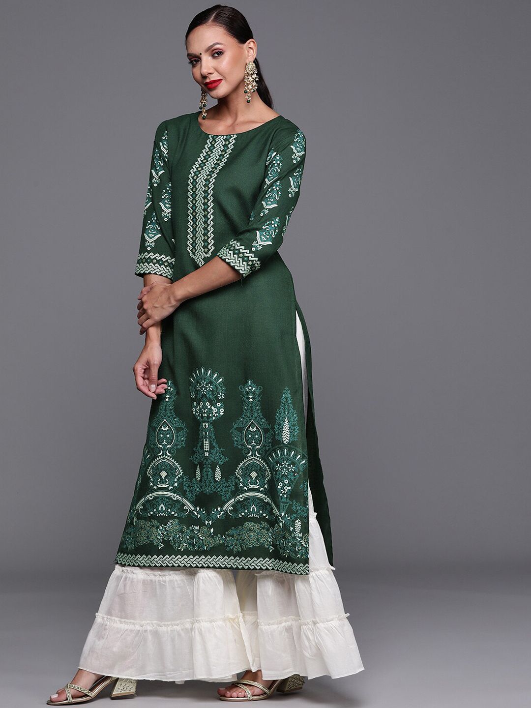 Dhiyona IE Women Ethnic Mothifs Printed Cotton Straight Kurta