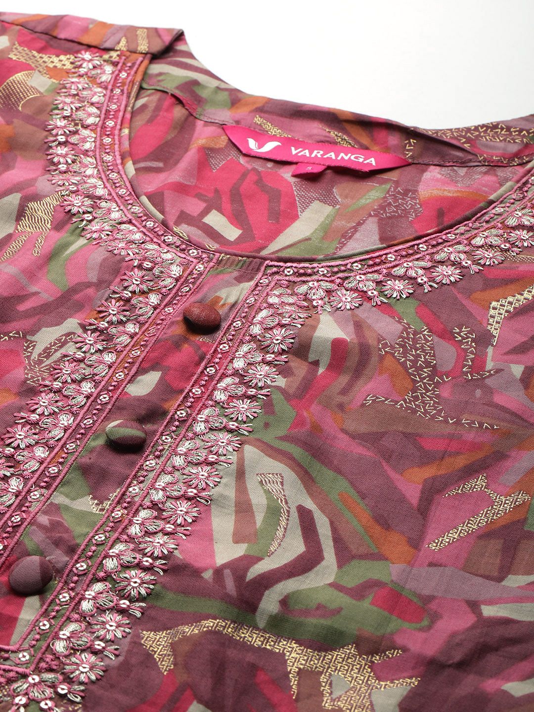 Dhiyona VA Women'sPrinted Sequinned Kurta With Trousers & Dupatta