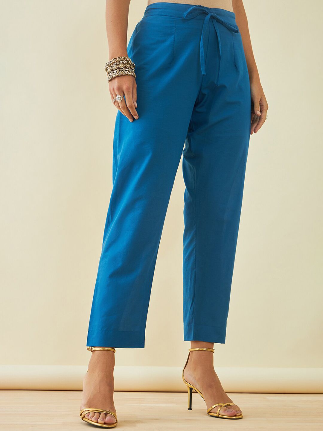 Dhiyona SO Women's Ethnic Motifs Printed Gotta Patti Chanderi Silk Kurta with Trousers & With Dupatta
