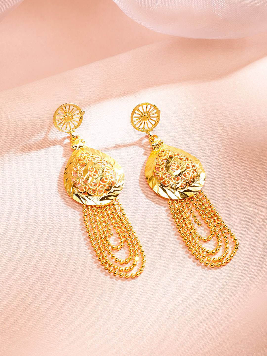 Dhiyona RJ Women's 18K Gold-Plated Textured Disc & Multi-Layer Beaded Statement Necklace Set