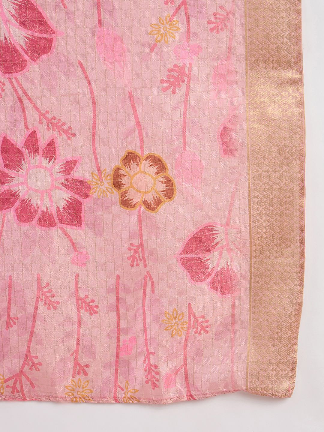 Dhiyona IE Floral Yoke Design Embroidered Thread Work Straight Kurta With Trousers & Dupatta
