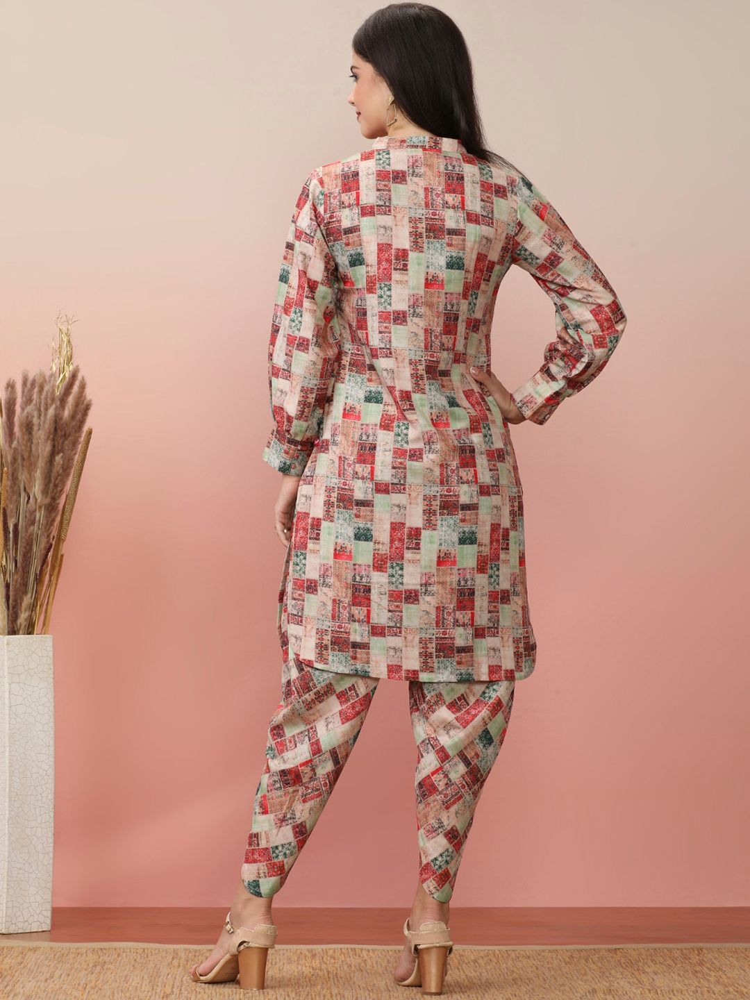 Dhiyona VA Women'sGeometric Printed Kurta With Dhoti Pant