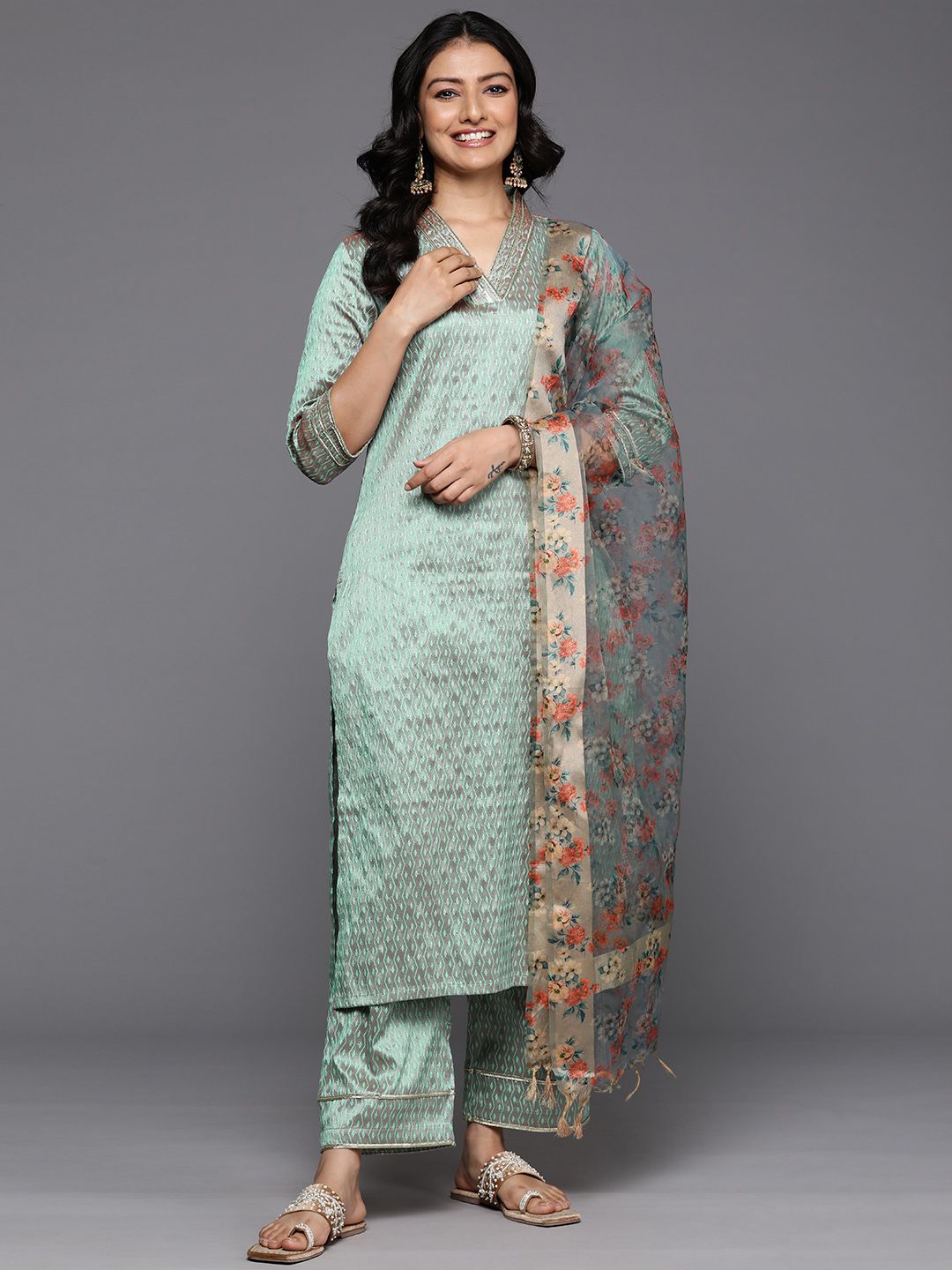 Dhiyona VA Women'sEmbellished Kurta with Trousers & With Dupatta