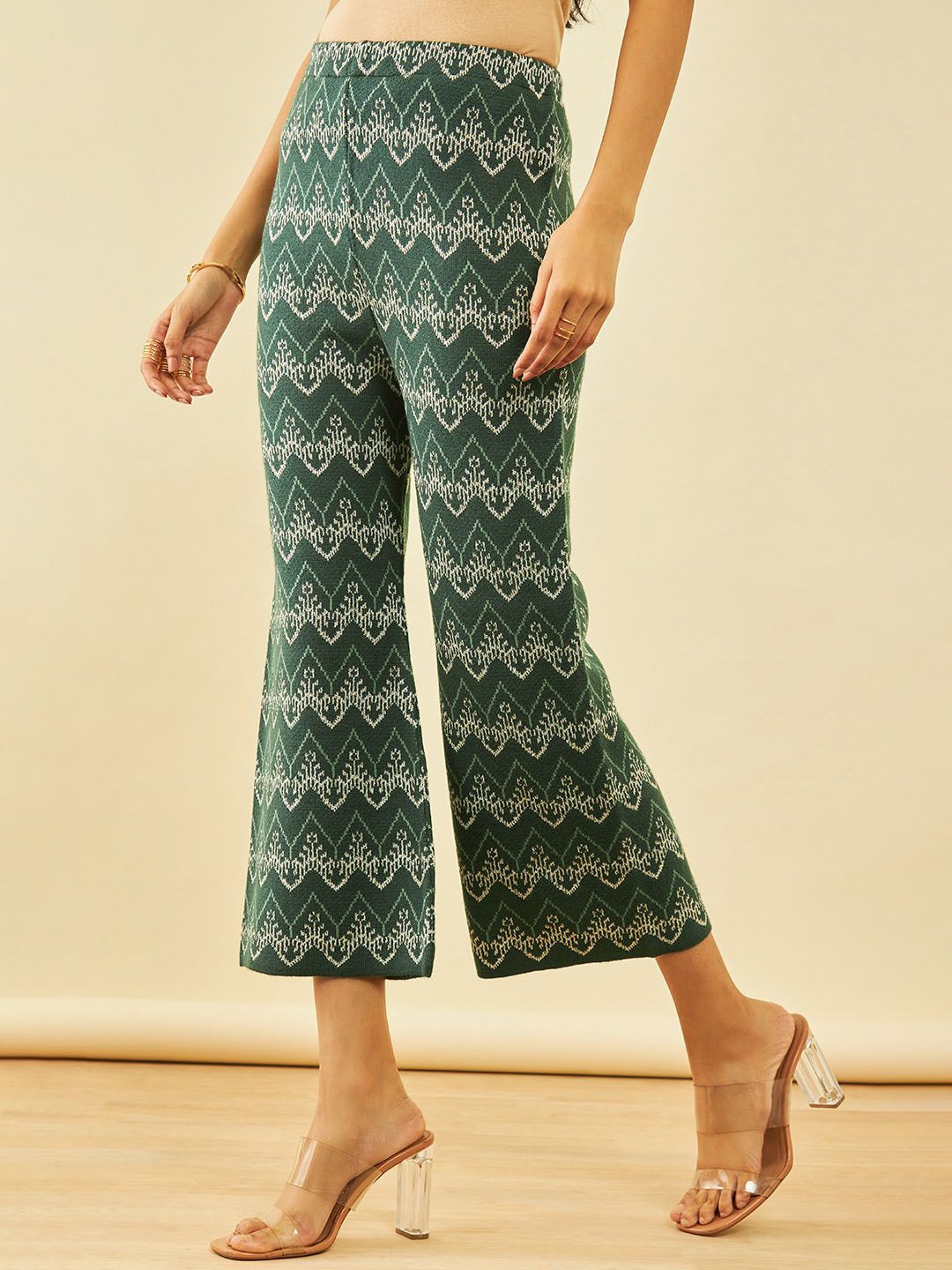 Dhiyona SO Women's Ethnic Motifs Woven Designed Acrylic Regular Kurta With Trousers