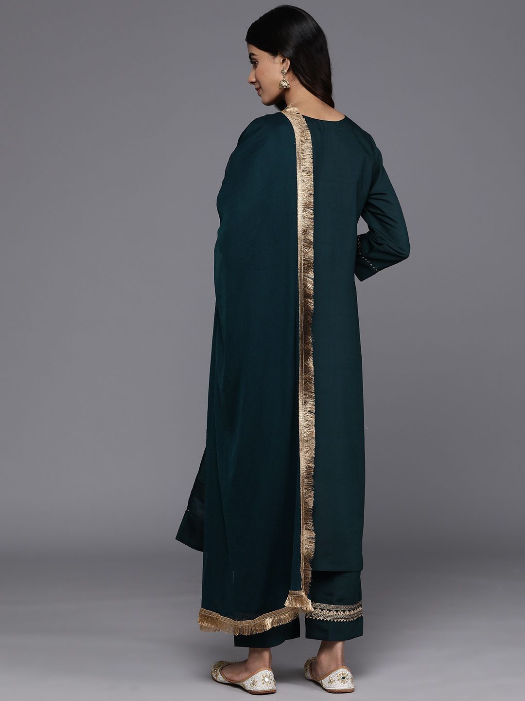 Dhiyona VA Women'sFloral Yoke Design Regular Kurta with Trousers & With Dupatta