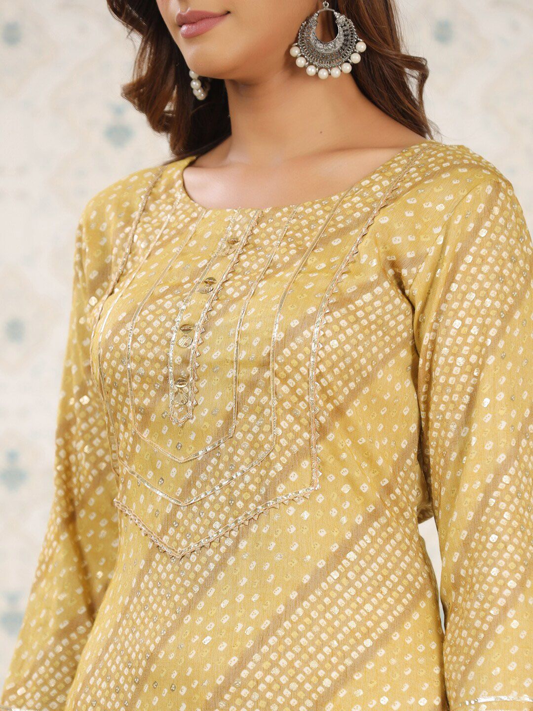 Dhiyona OD Ethnic Motifs Printed Gotta Patti Straight Kurta