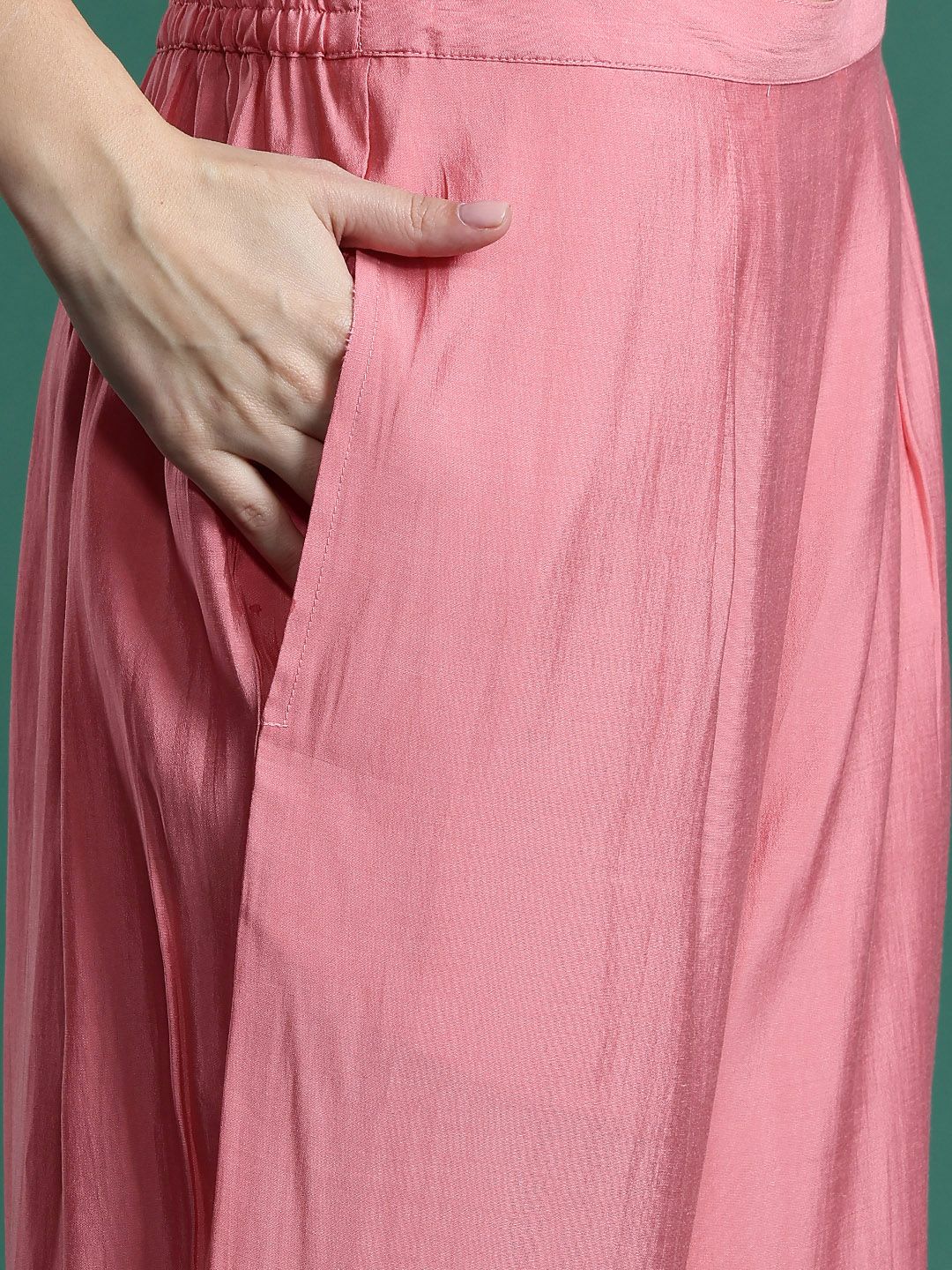 Dhiyona IE Floral Embroidered Sequinned Liva Kurta With Trousers & Dupatta
