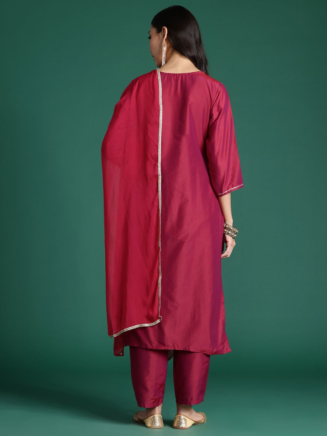Ethnic Motifs Embroidered Kurta with Trousers & With Dupatta