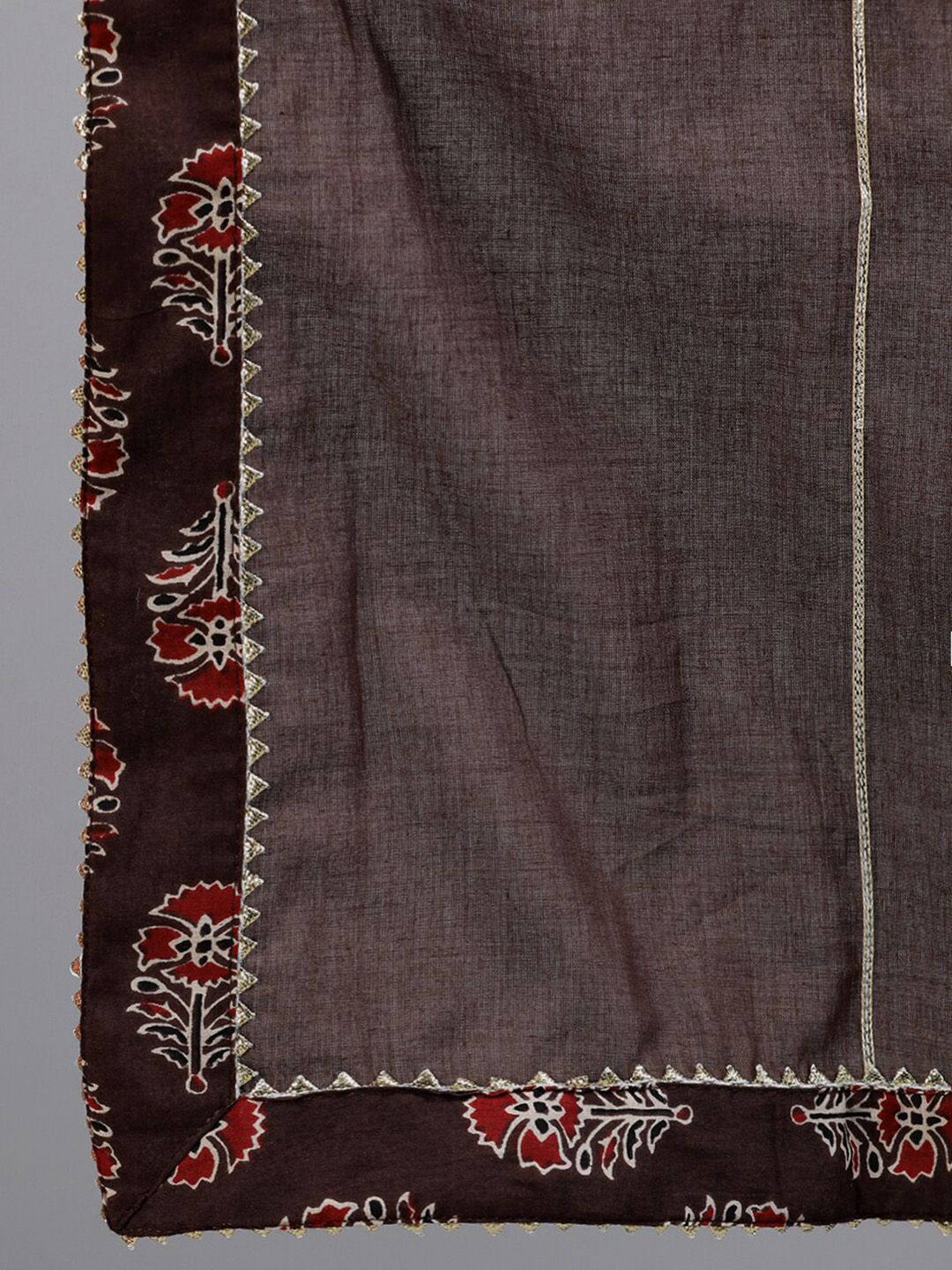 Dhiyona IS Women's Women Brown Embroidered Kurti with Sharara & Dupatta