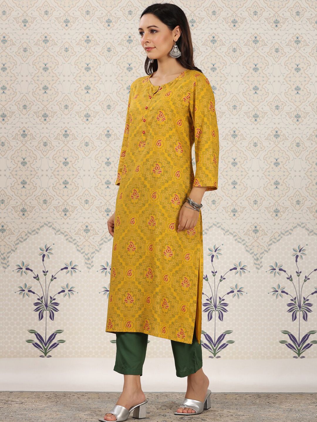 Dhiyona OD Ethnic Motifs Printed Straight Kurta