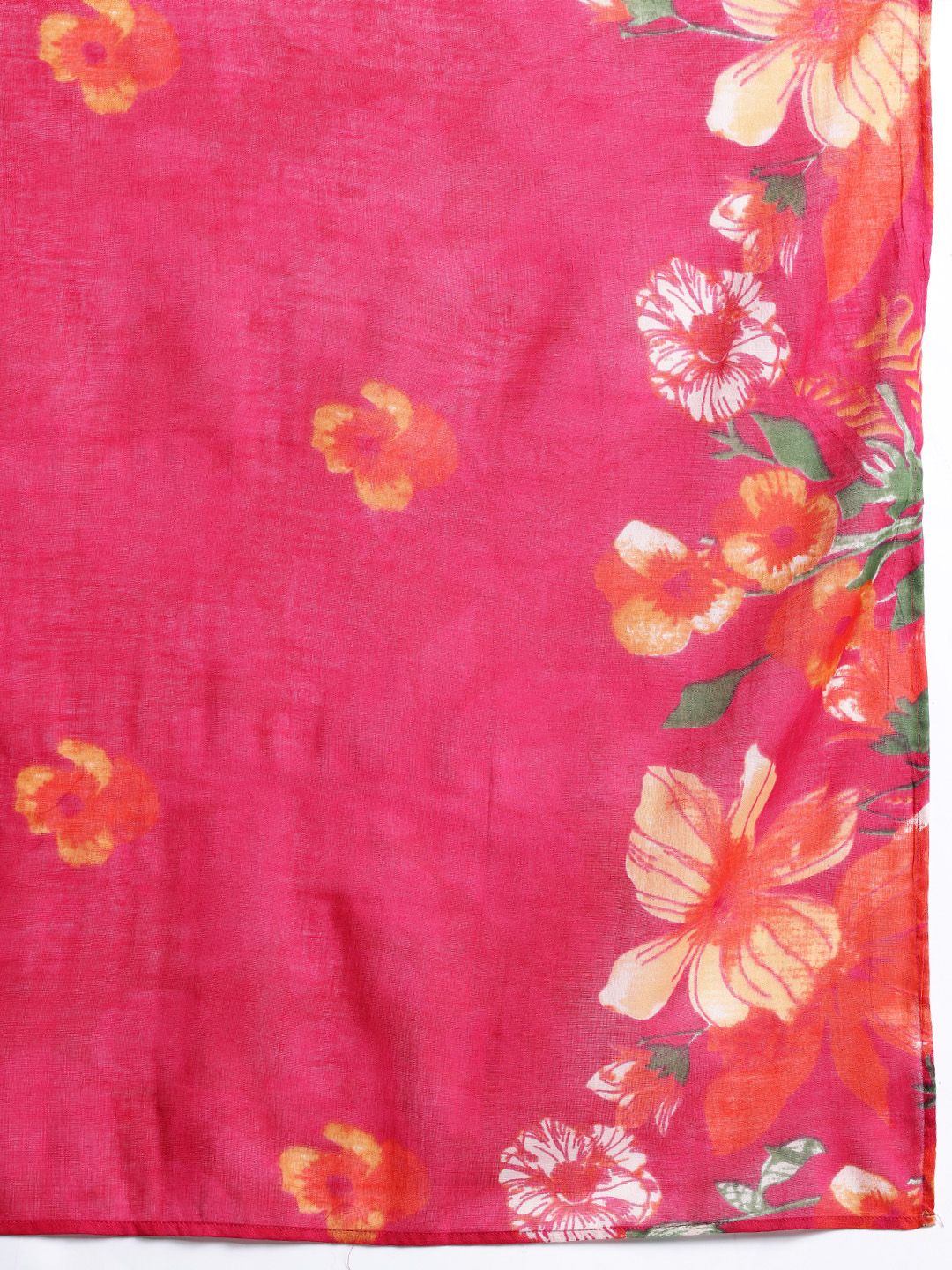 Dhiyona IE Floral Printed Beads & Stones Pure Cotton Kurta With Trousers & Dupatta