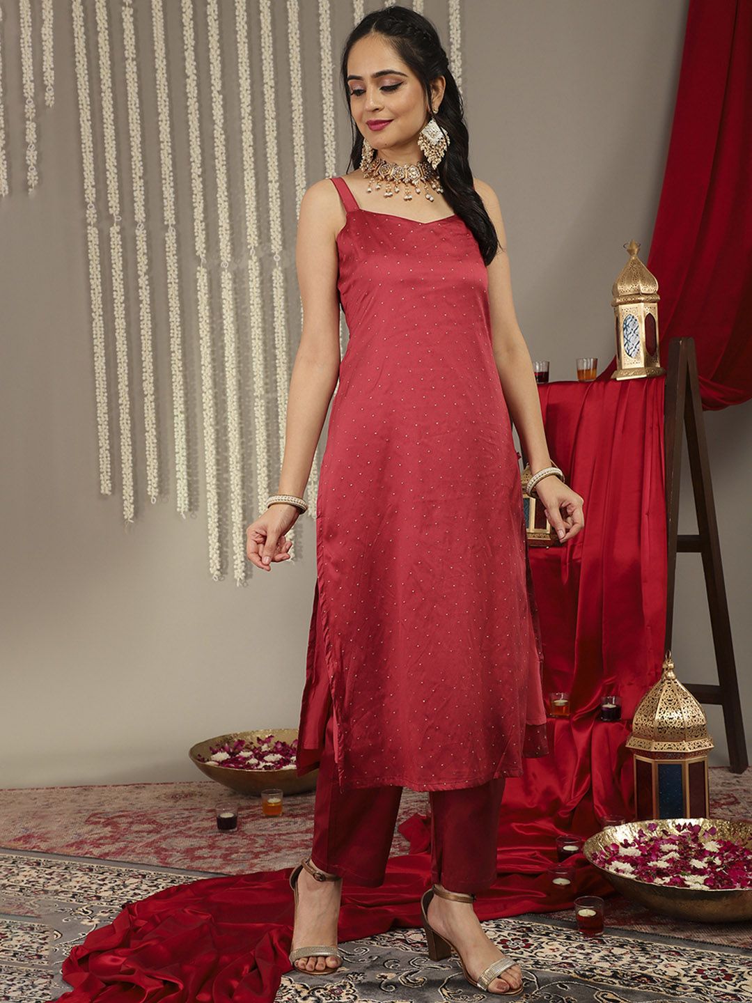 Dhiyona VA Women'sWoven Design Kurta with Trousers & Dupatta