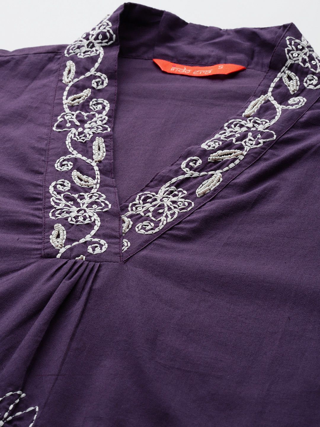 Dhiyona IE Floral Embroidered Pure Cotton Kurta with Trousers & Dupatta