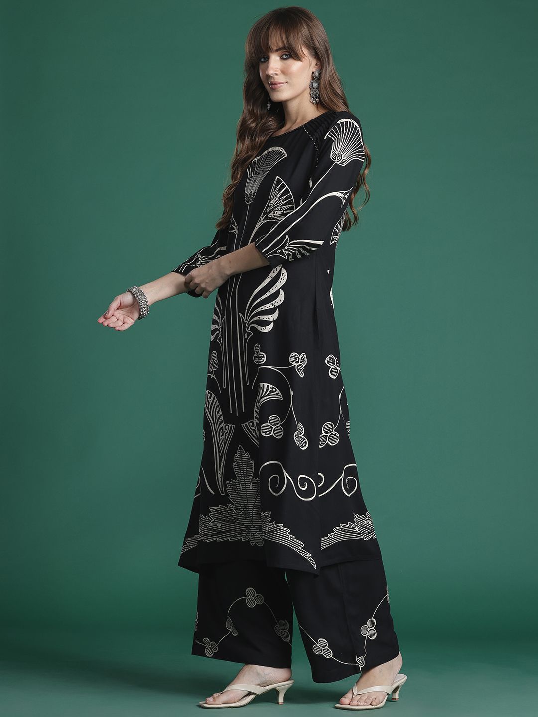 Dhiyona IE Floral Printed Kurta with Palazzos
