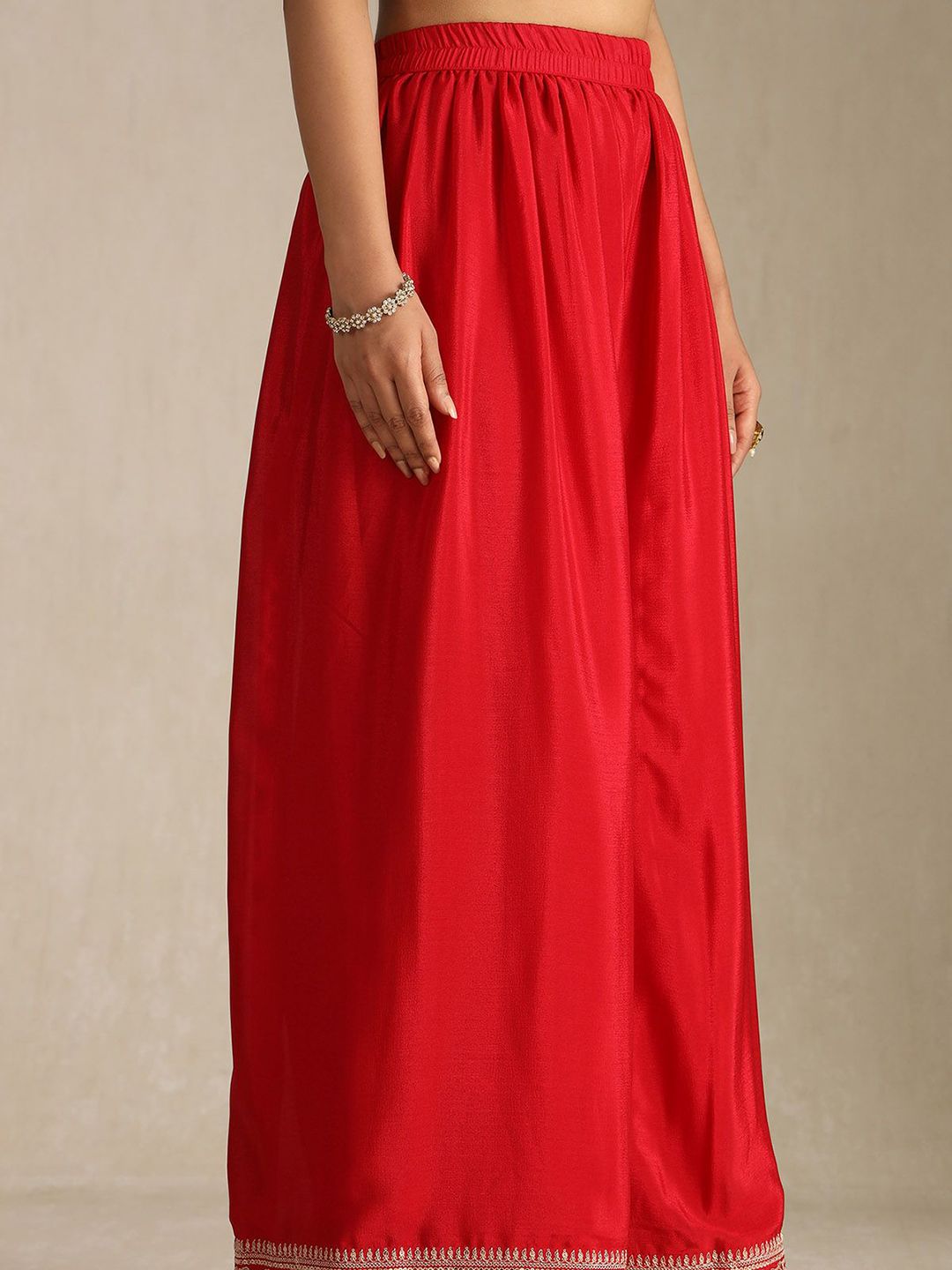 Dhiyona SO Women's Floral Embroidered Sequinned Straight Kurta With Palazzos And Dupatta
