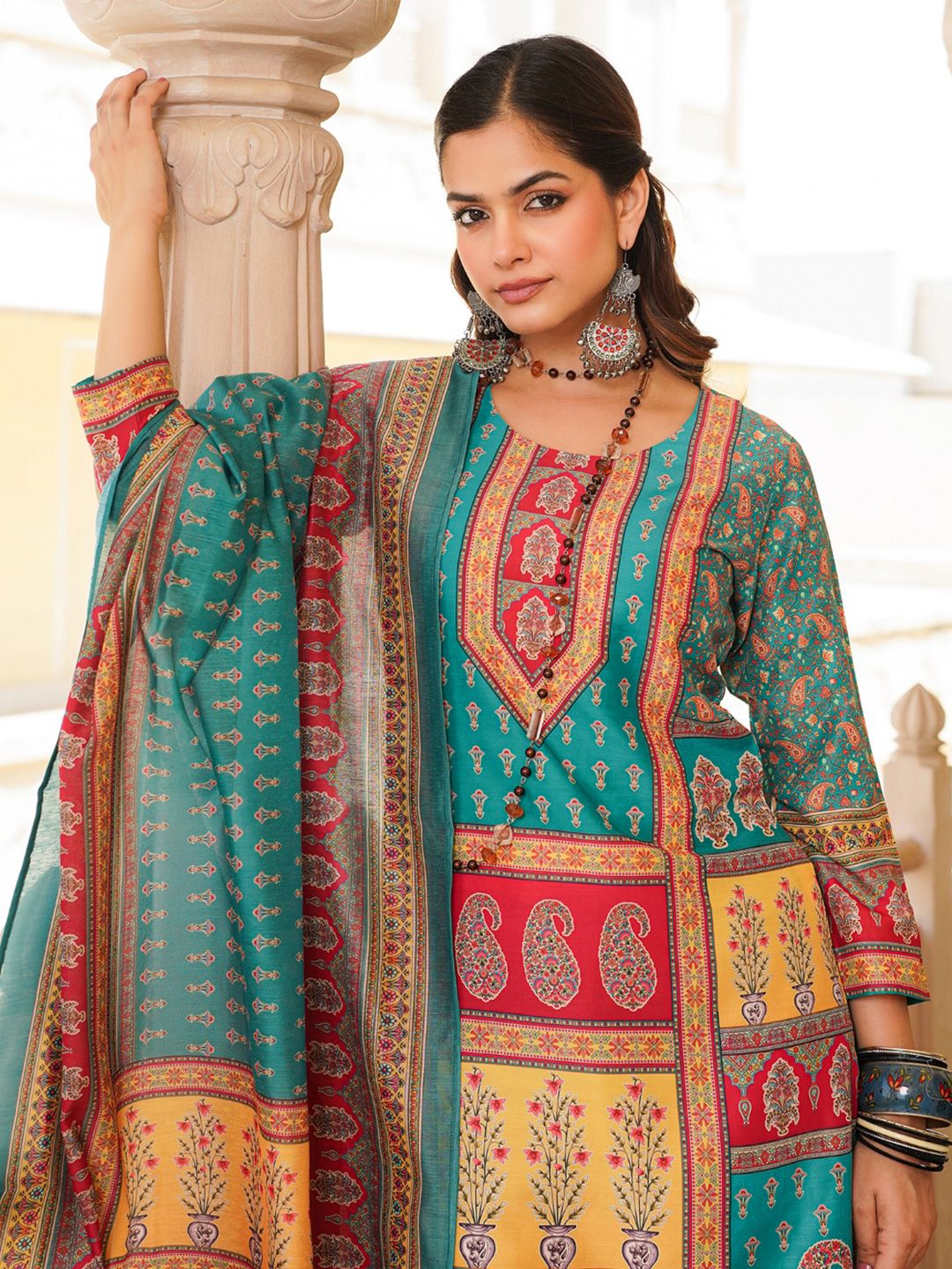 Dhiyona KL Women Ethnic Motifs Printed Kurta with Trousers & With Dupatta