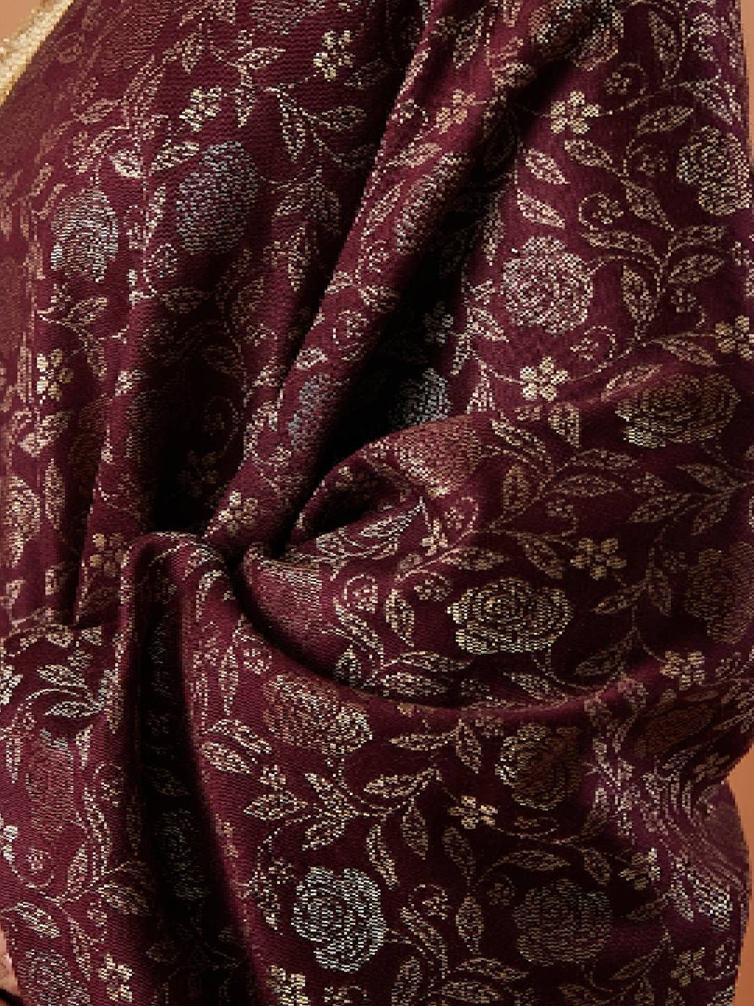 Dhiyona PA Floral Woven Design Fringed Shawl